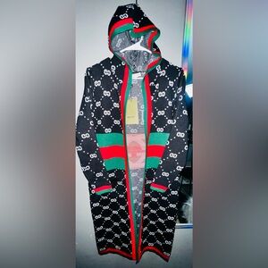 Stylish GG Black Hooded Cardigan